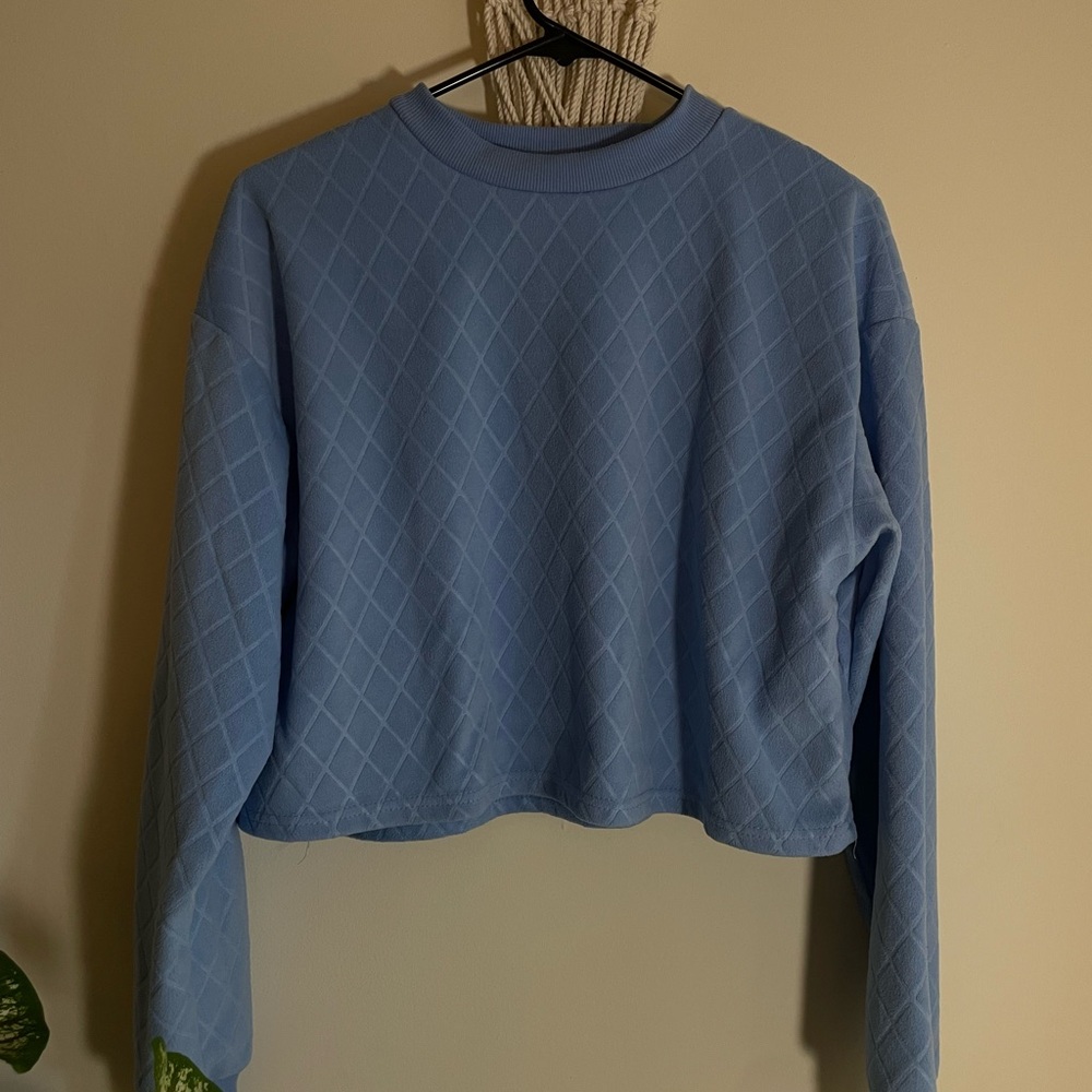 Blue Quilted Sweatshirt